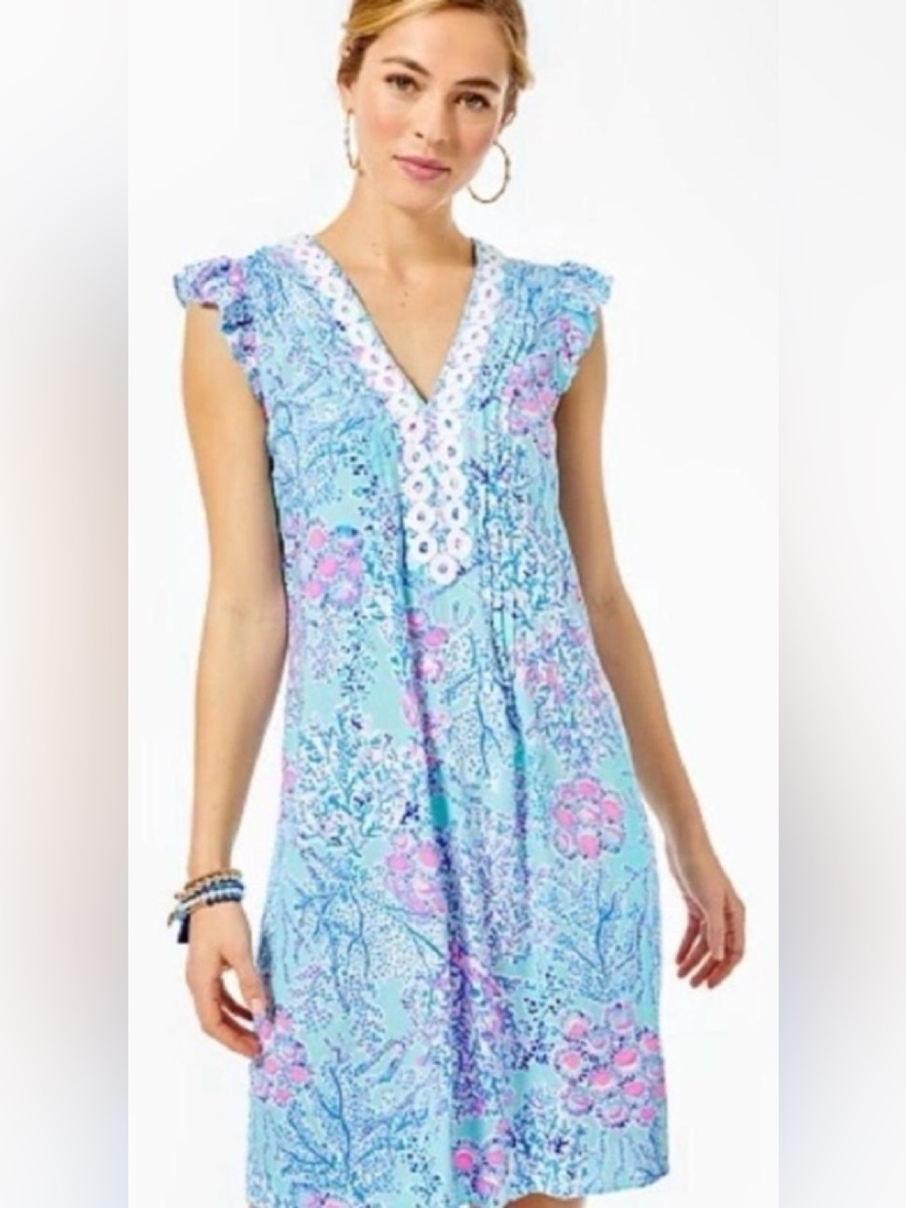 Lilly Pulitzer Joan Tunic Dress in the "Blue Ibiza Now You Sea Me" XXS